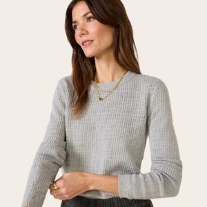 Evereve Amanda Pointelle Sweater Gray XSmall